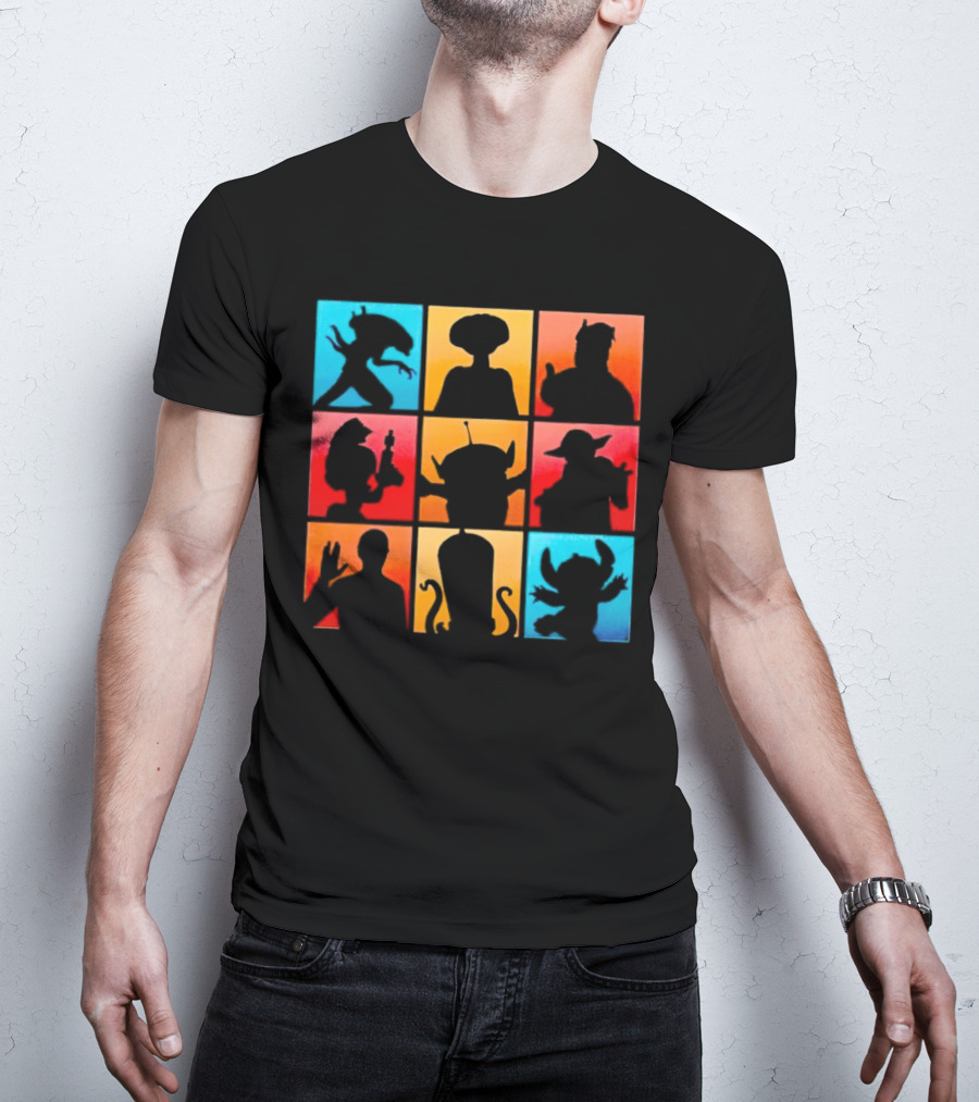 The Alien Gang Iconic Pop Culture Sci-Fi Silhouettes Compilation T-Shirt