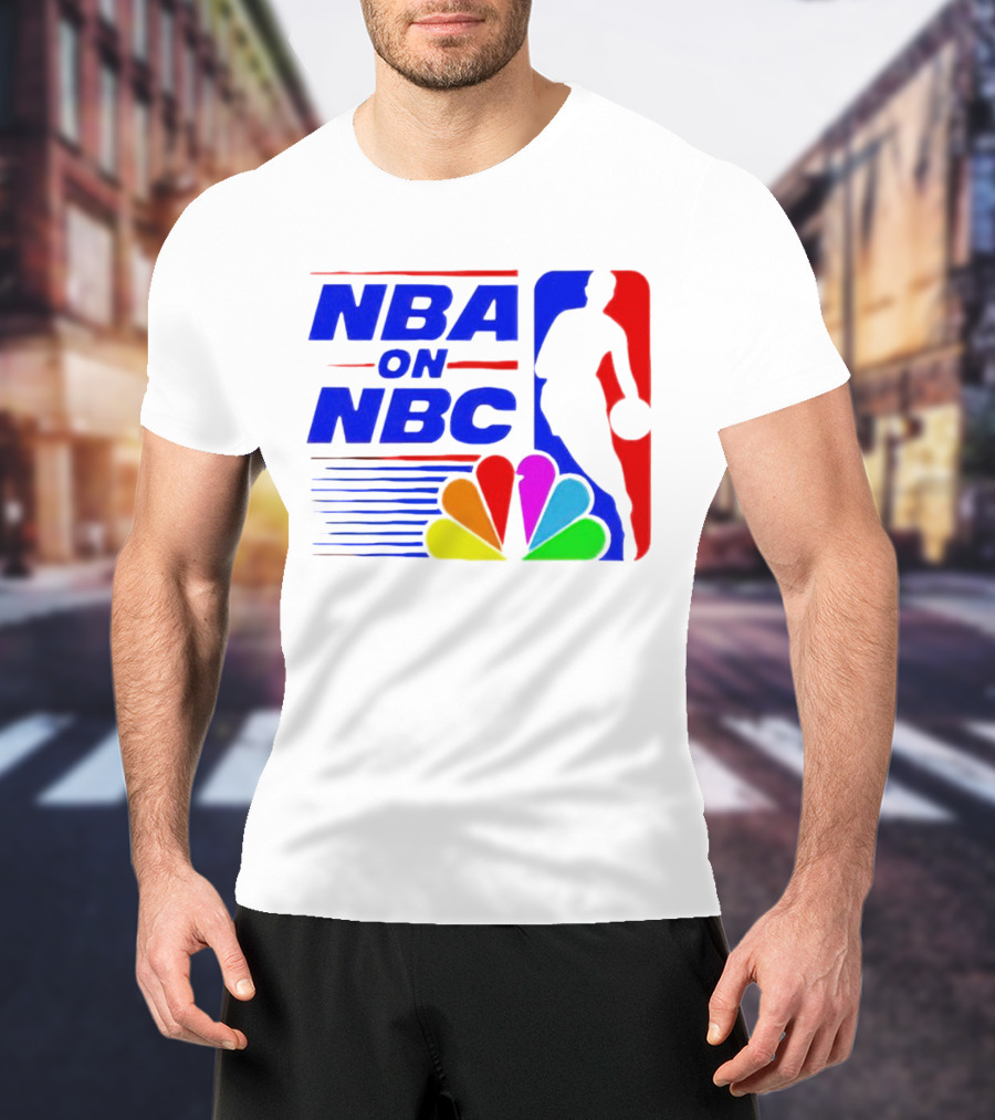 NBA On NBC Basketball Silhouette With Peacock T-Shirt