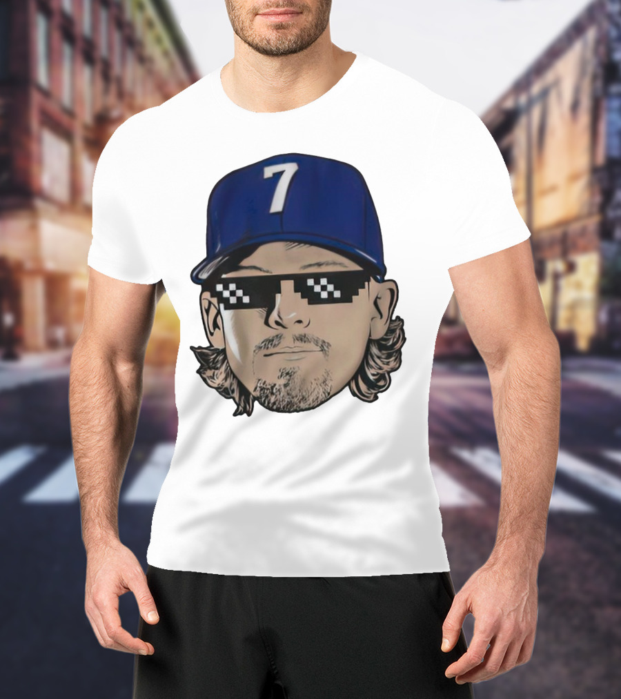 Bobby Witt Jr. Deal With It Kansas City Royals Pixelated Glasses Cap Number 7 T-Shirt