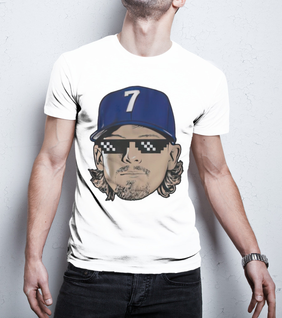 Bobby Witt Jr. Deal With It Kansas City Royals Pixelated Glasses Cap Number 7 T-Shirt