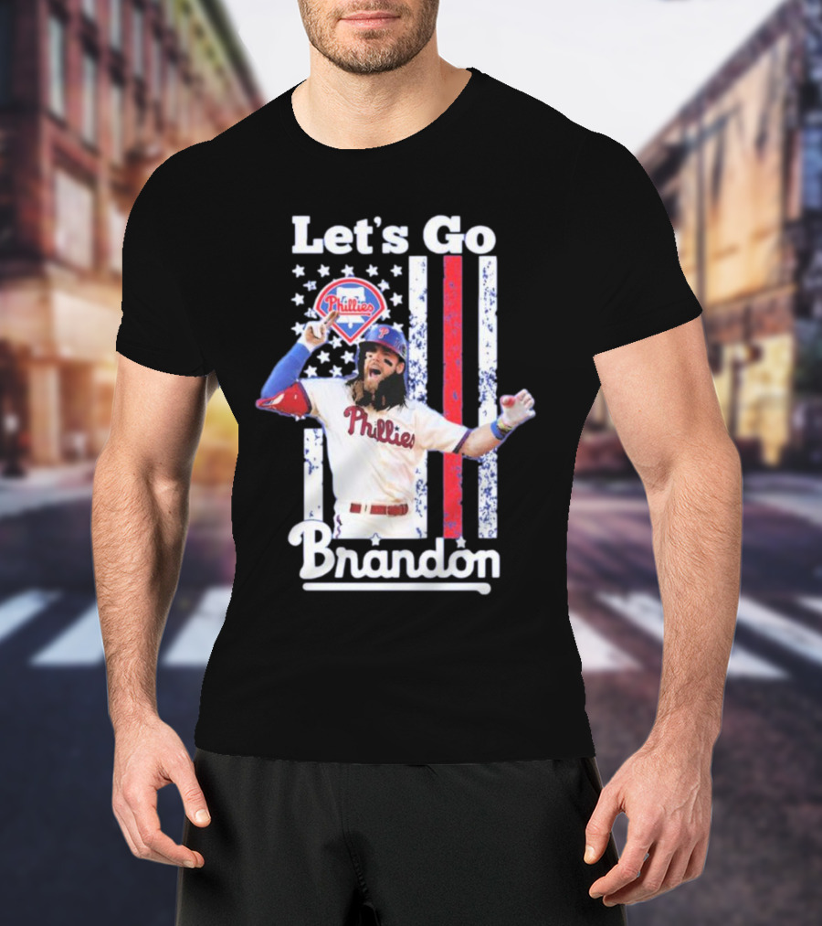Philadelphia Phillies Let’s Go Brandon Baseball American Flag Stars Stripes T-Shirt