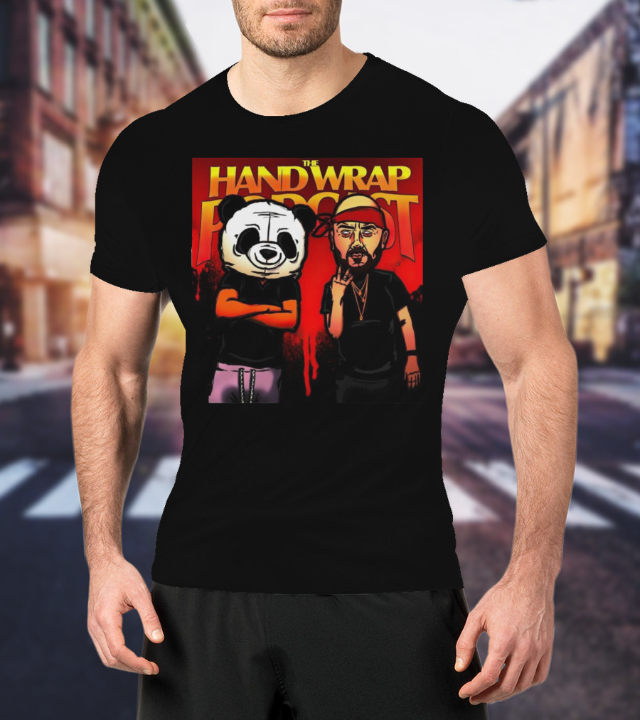 The Hand Wrap Podcast Panda Mask And Bandana Characters T-Shirt