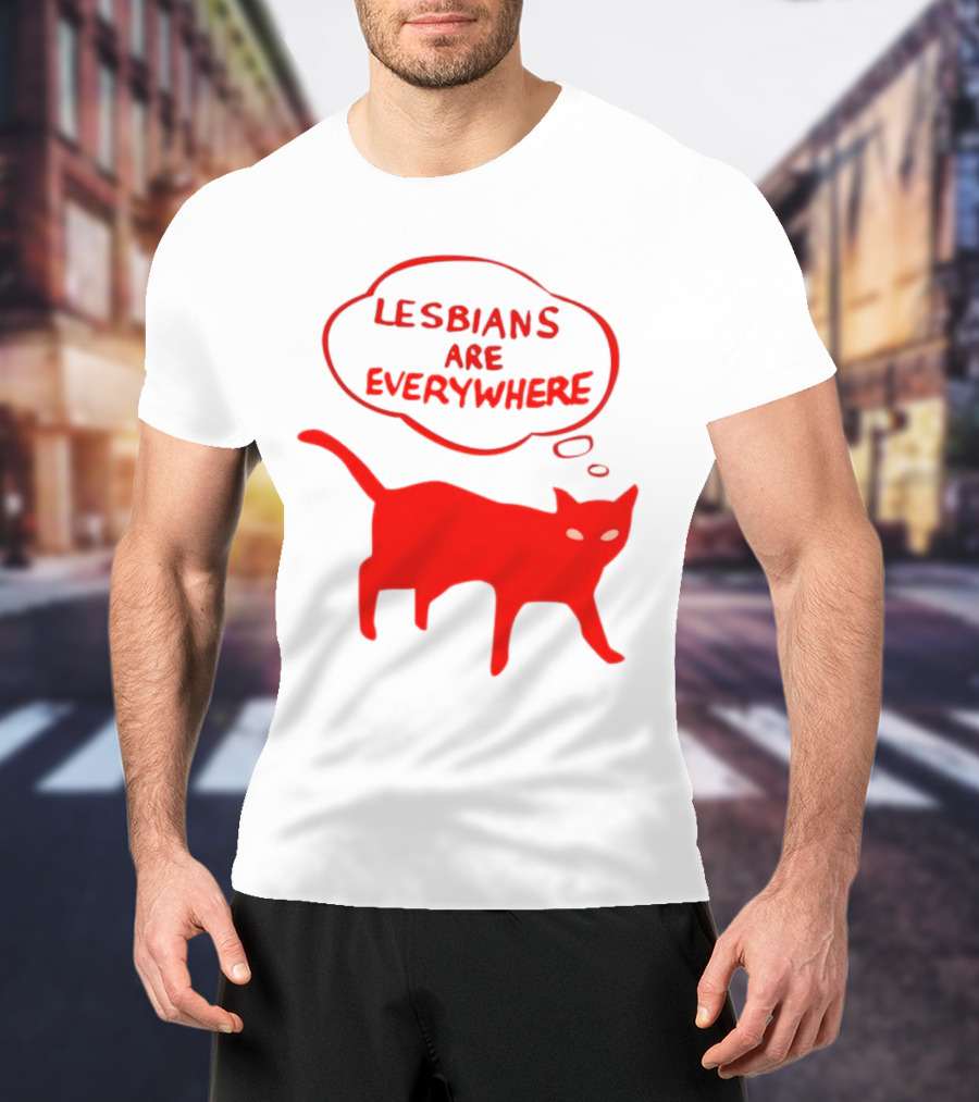 Lesbians Are Everywhere Red Cat T-Shirt