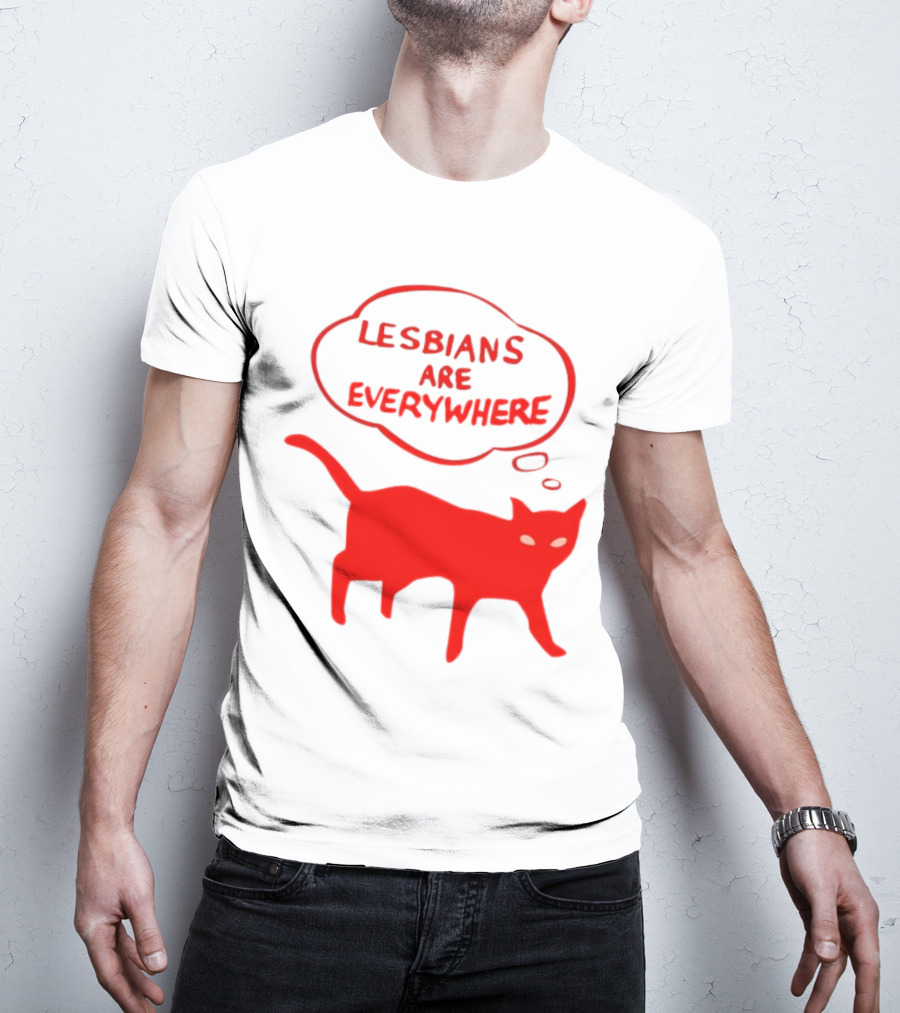 Lesbians Are Everywhere Red Cat T-Shirt