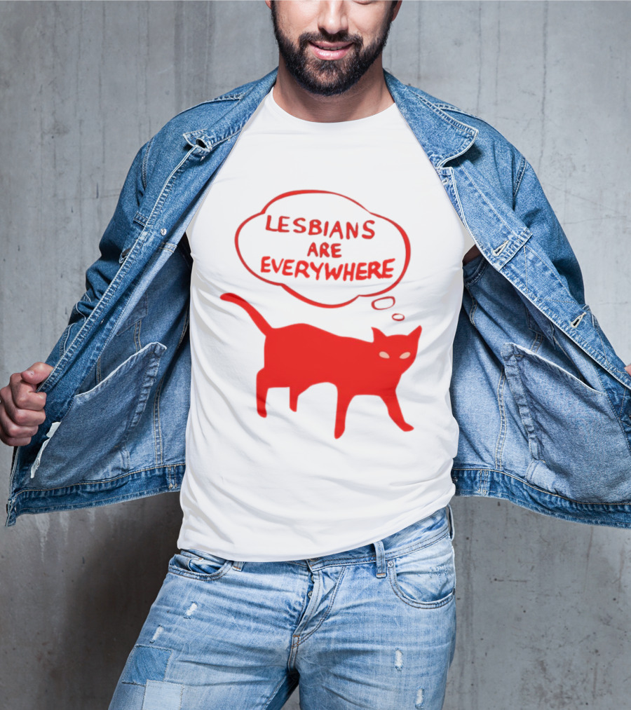 Lesbians Are Everywhere Red Cat T-Shirt