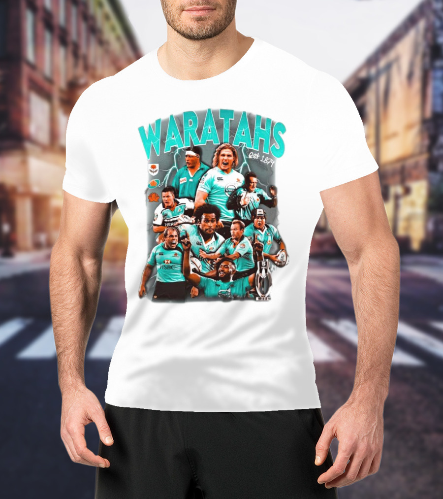 Waratahs Est 1874 Rugby Legends Portrait Featuring HSBC Team Players T-Shirt