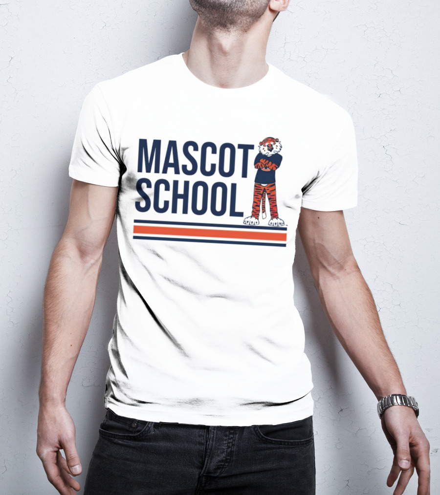 Auburn Tigers Mascot School Tiger Stripes Navy And Orange T-Shirt