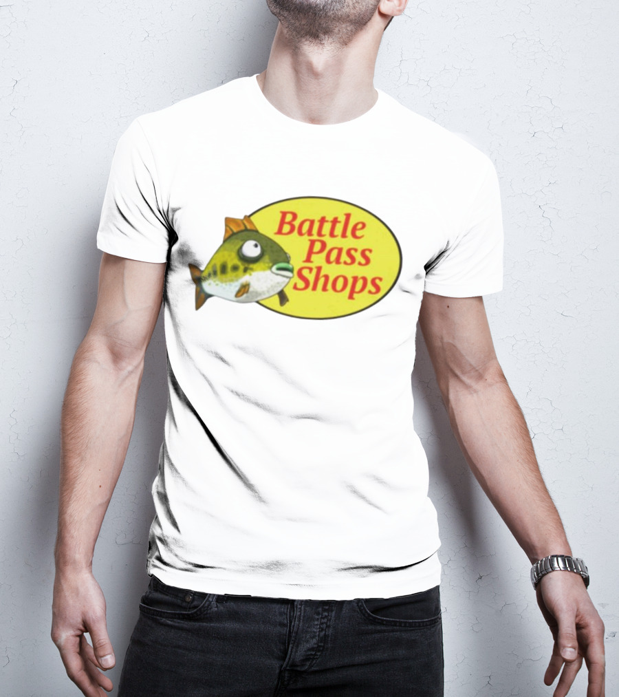 Battle Pass Shops Fish Logo Retro Inspired T-Shirt