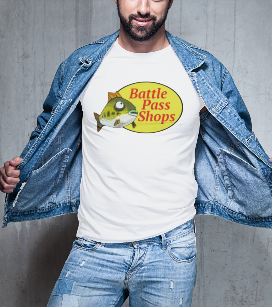 Battle Pass Shops Fish Logo Retro Inspired T-Shirt