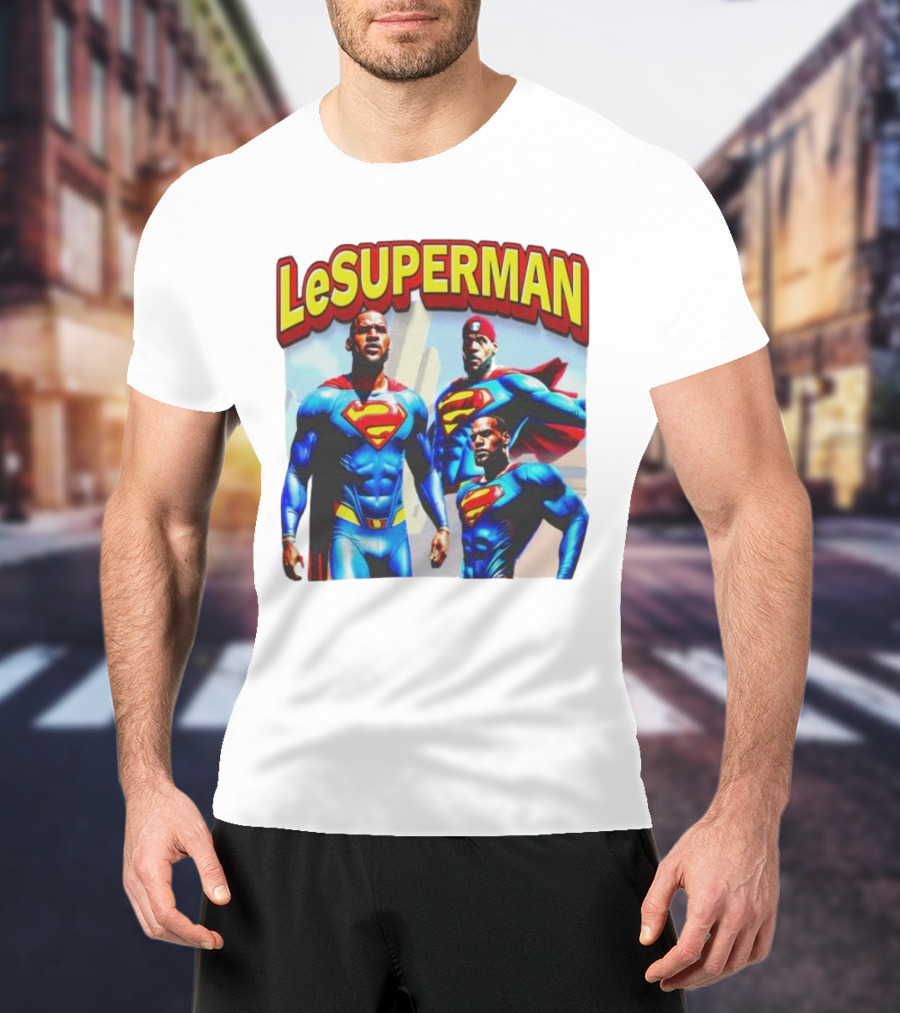 LeSuperman Lebron James Superman Trio Heroic Pose T-Shirt