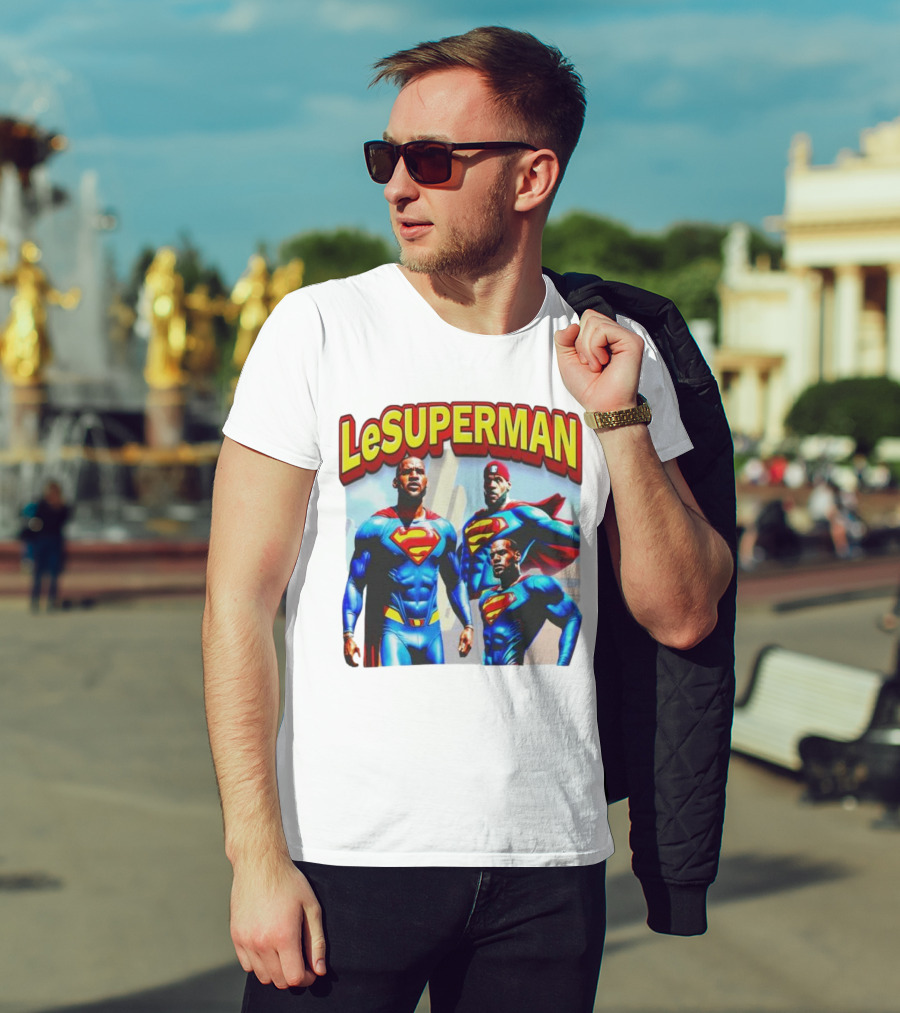 LeSuperman Lebron James Superman Trio Heroic Pose T-Shirt