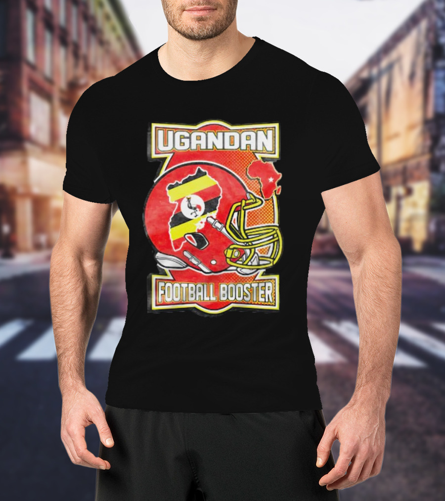 UGANDAN Football Booster Africa Map Flag Helmet T-Shirt