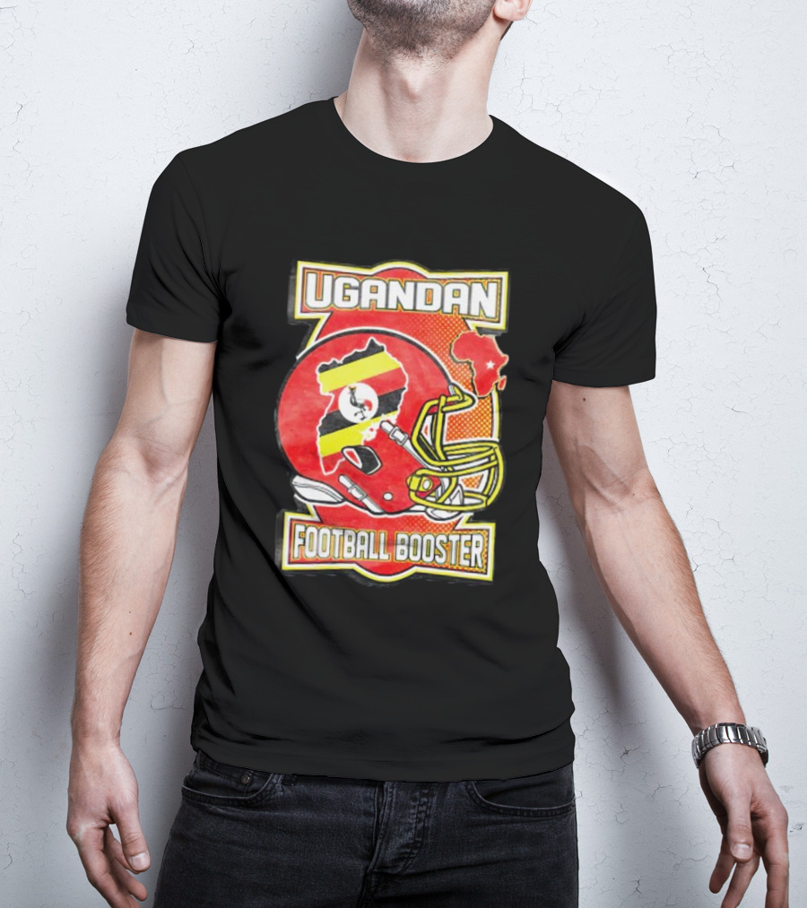 UGANDAN Football Booster Africa Map Flag Helmet T-Shirt