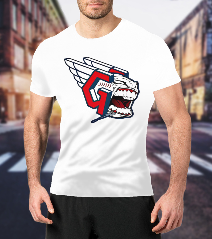 Cleveland Guardians Wings Logo With Fierce Expression T-Shirt