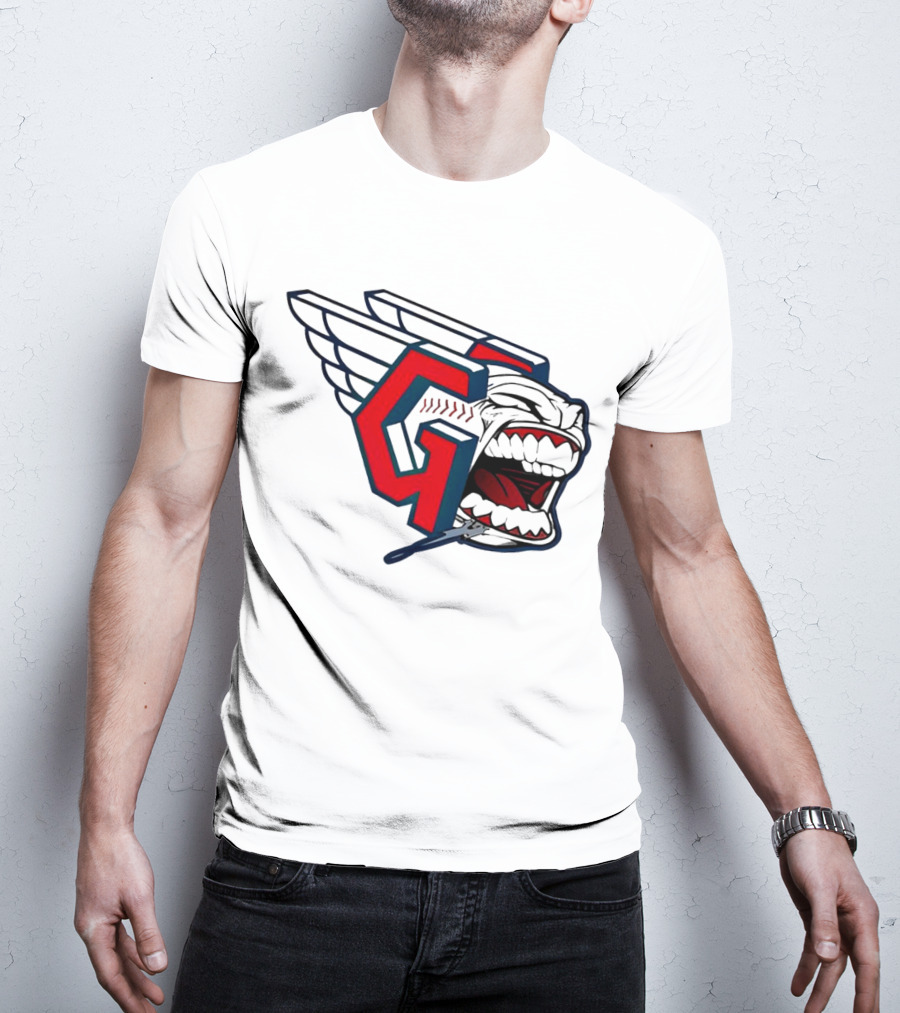 Cleveland Guardians Wings Logo With Fierce Expression T-Shirt