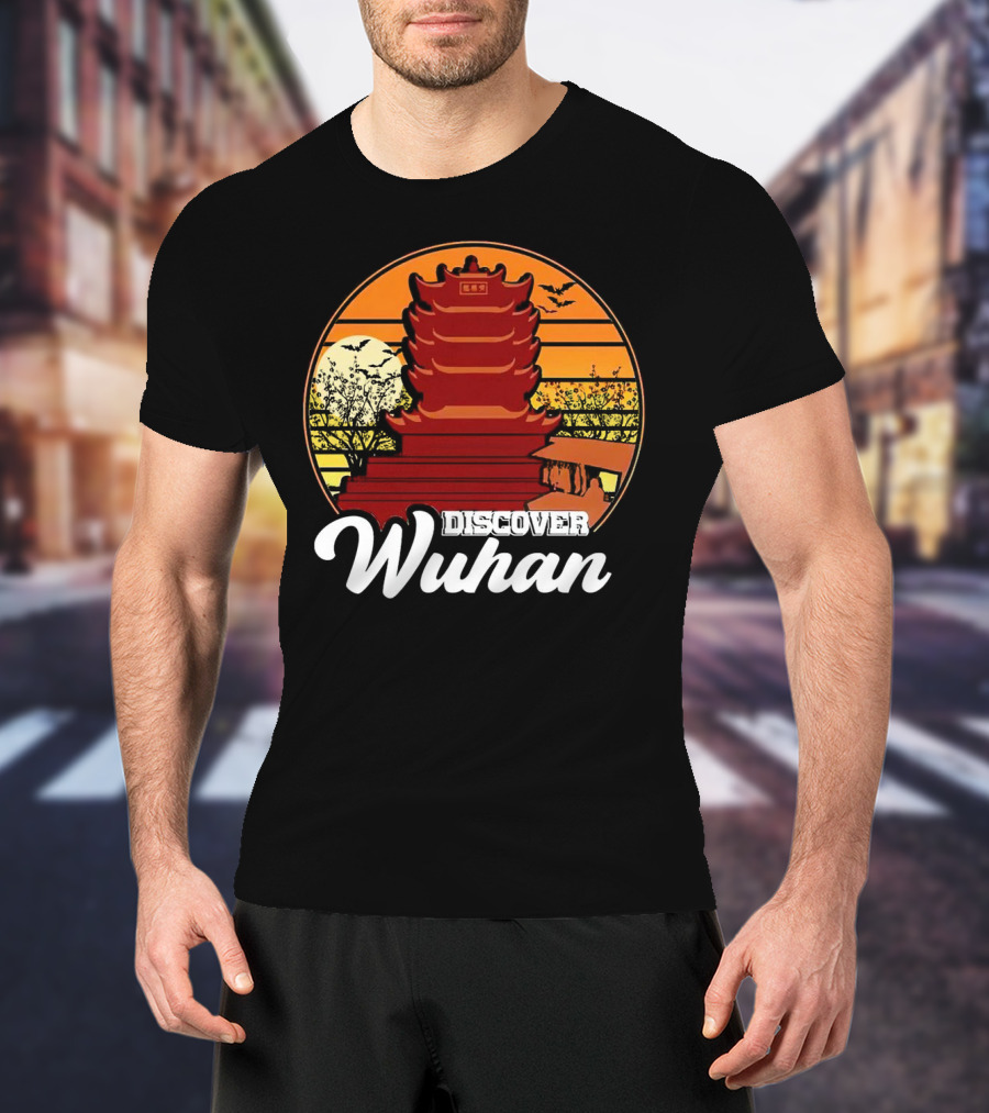 Discover Wuhan Pagoda Vintage Sunset Scene T-Shirt
