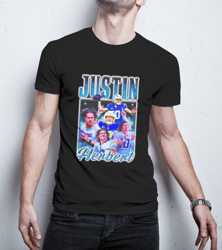 Justin Herbert Dynamic Football Moments Layered T-Shirt