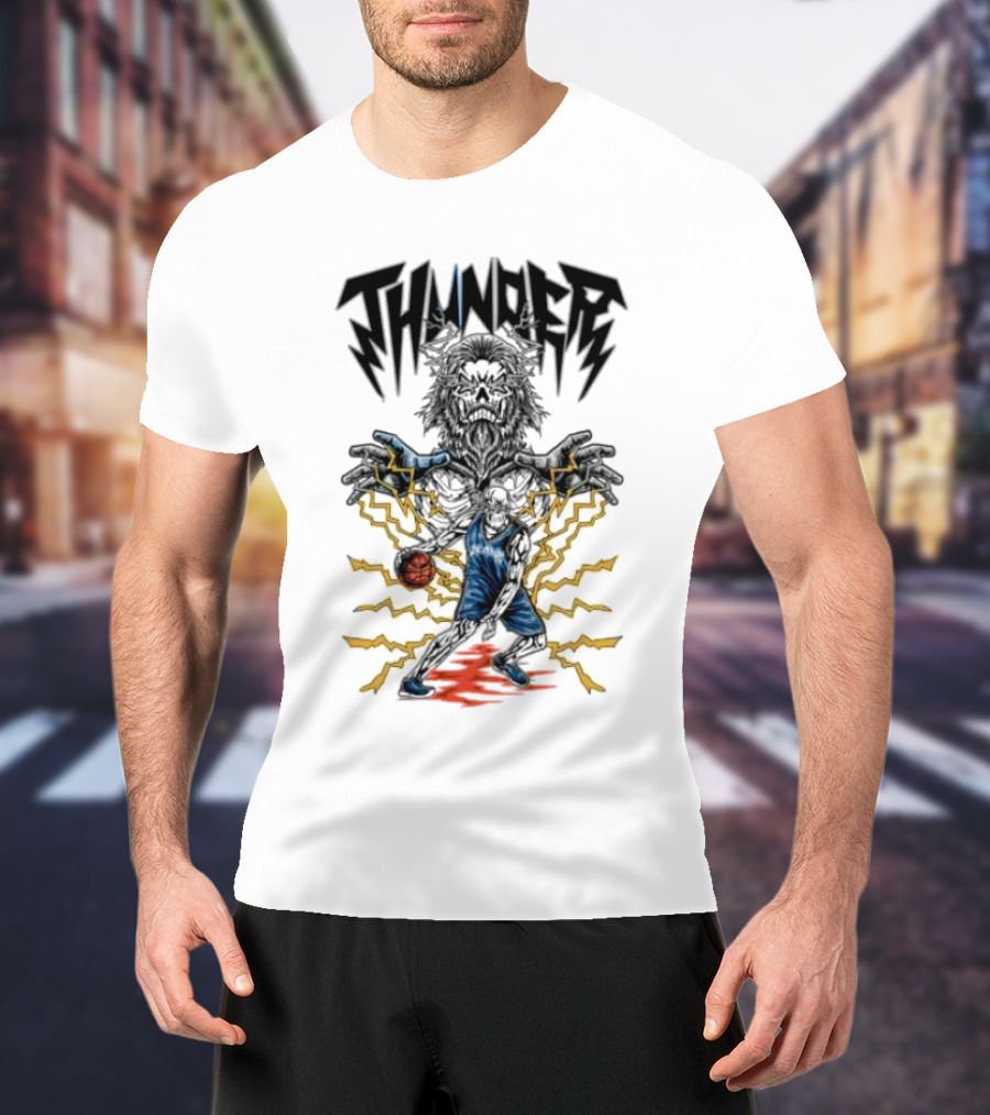 THUNDER Basketball Skeleton Power Burst T-Shirt