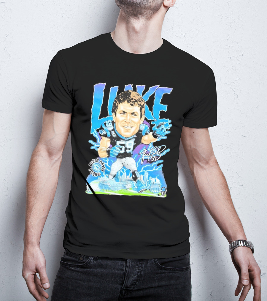 Luke Kuechly Carolina Panthers 59 Glory Days Icons Caricature T-Shirt