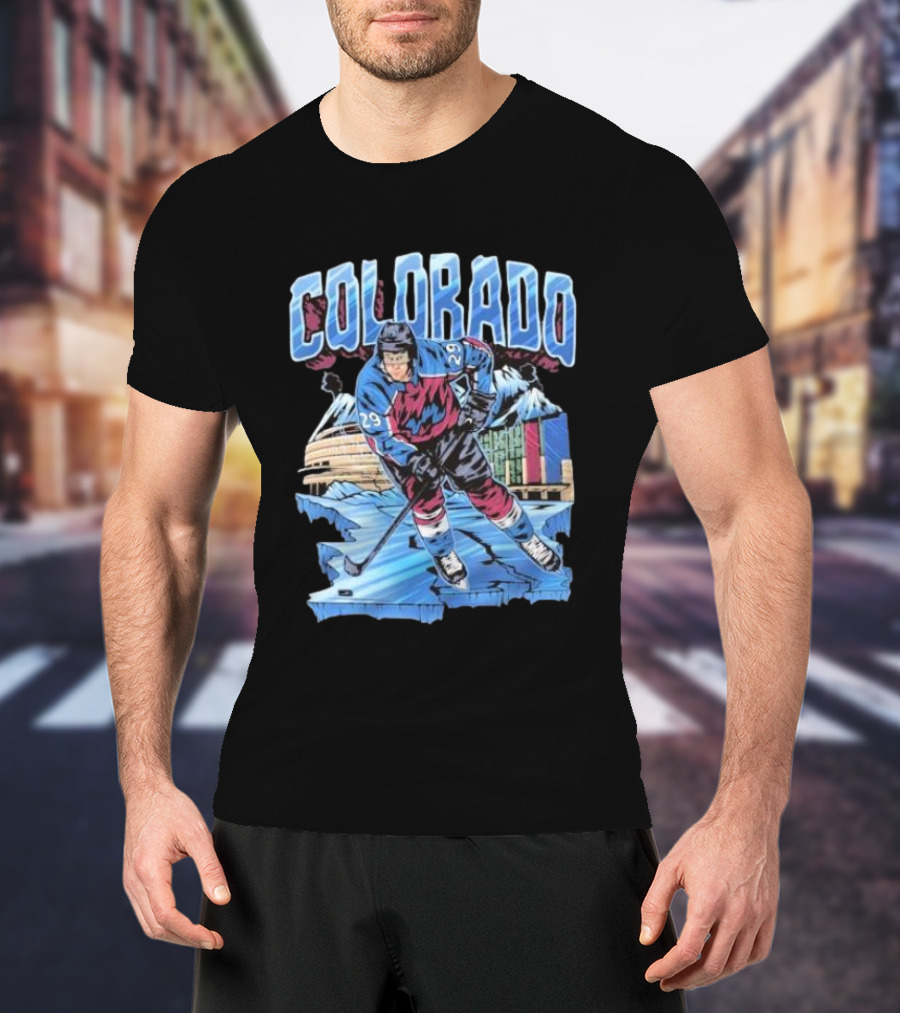 Colorado Avalanche Nathan MacKinnon Hockey 29 Ice Arena Colorado T-Shirt