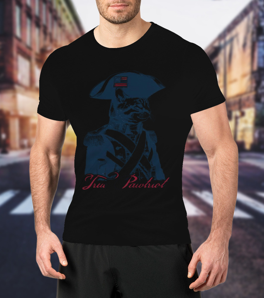 True Pawtriot Cat Colonial American Flag Hat Feline T-Shirt