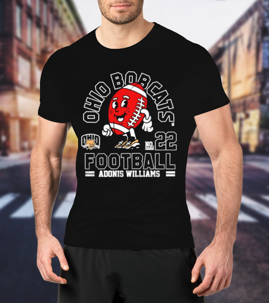 Ohio Bobcats Football No. 22 Adonis Williams T-Shirt