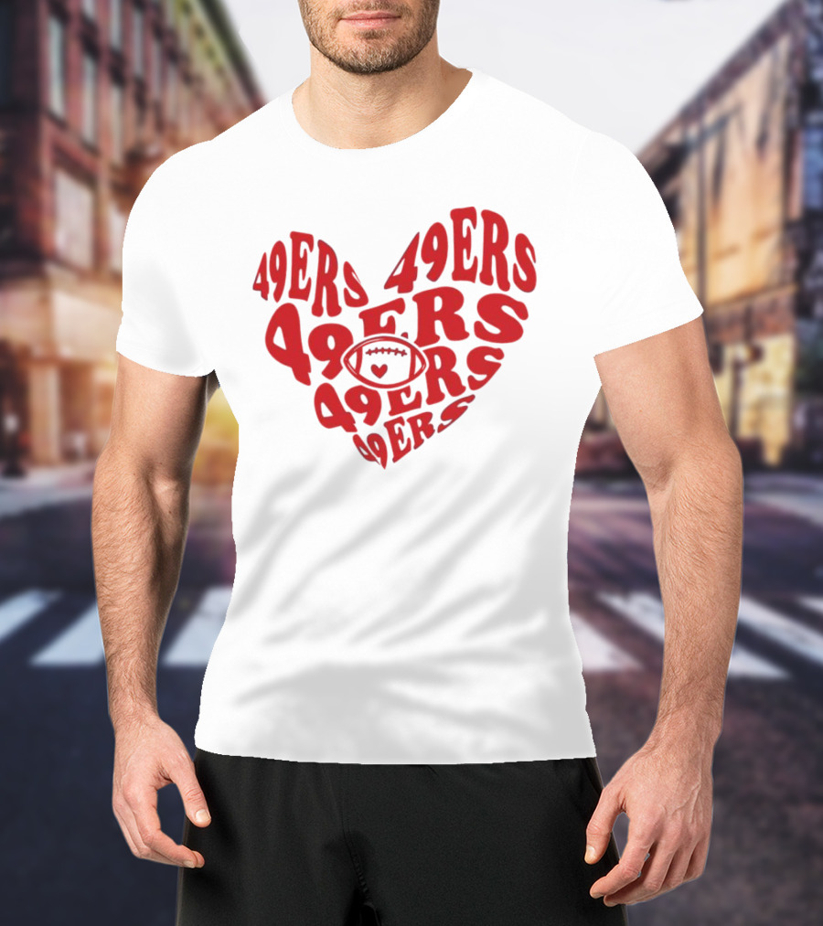 49ers Football Heart Typography T-Shirt