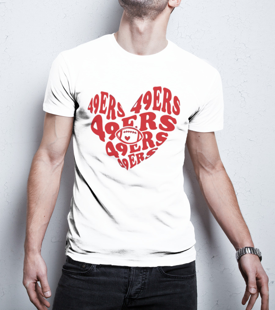 49ers Football Heart Typography T-Shirt