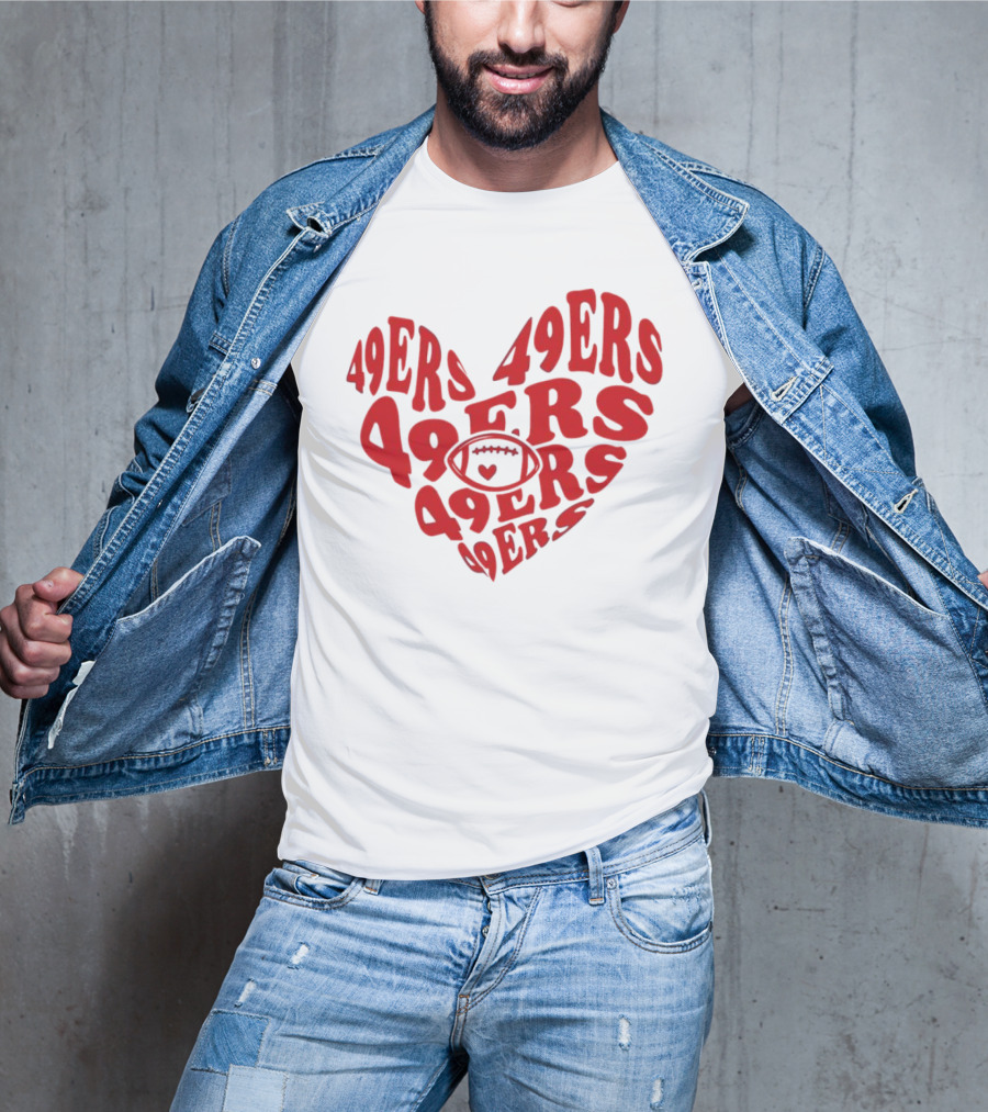 49ers Football Heart Typography T-Shirt