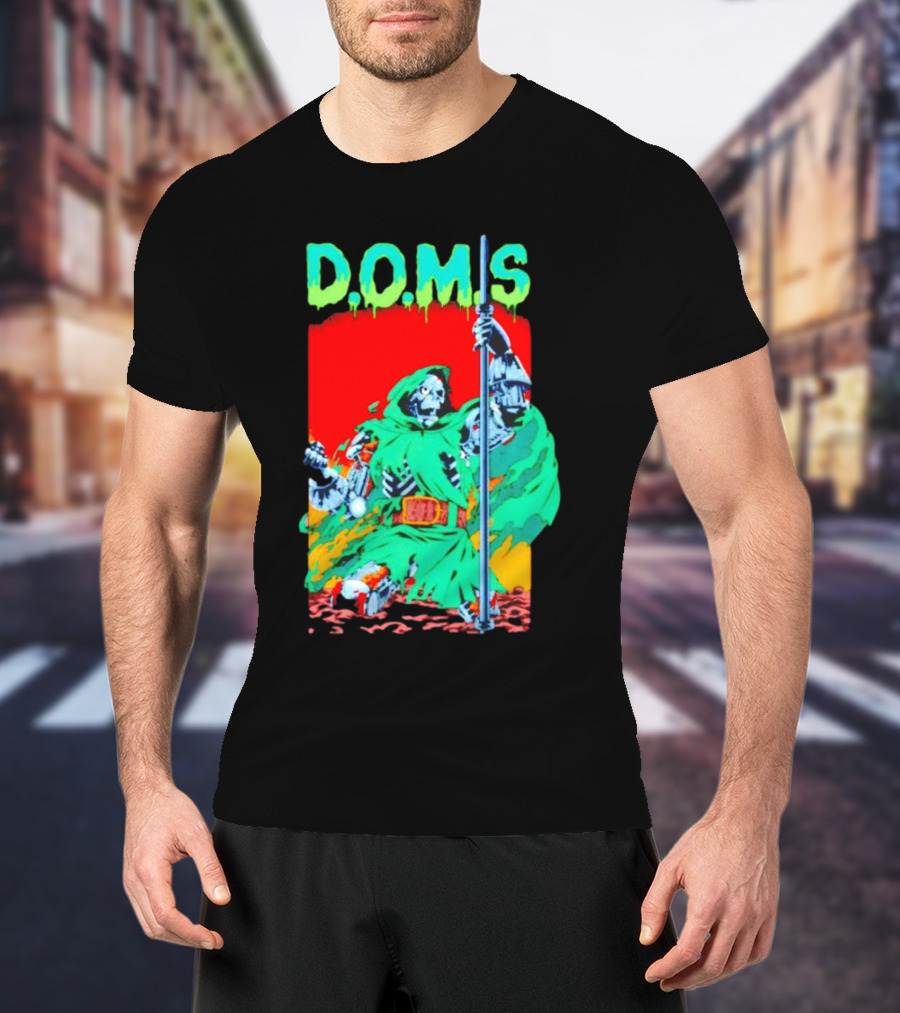 D.O.M.S Skeleton Warrior In Green Cloak Holding Staff T-Shirt