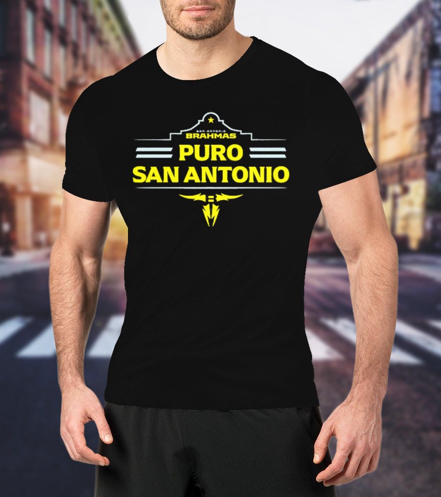 San Antonio Brahmas Puro San Antonio Star And Thunderbolt T-Shirt