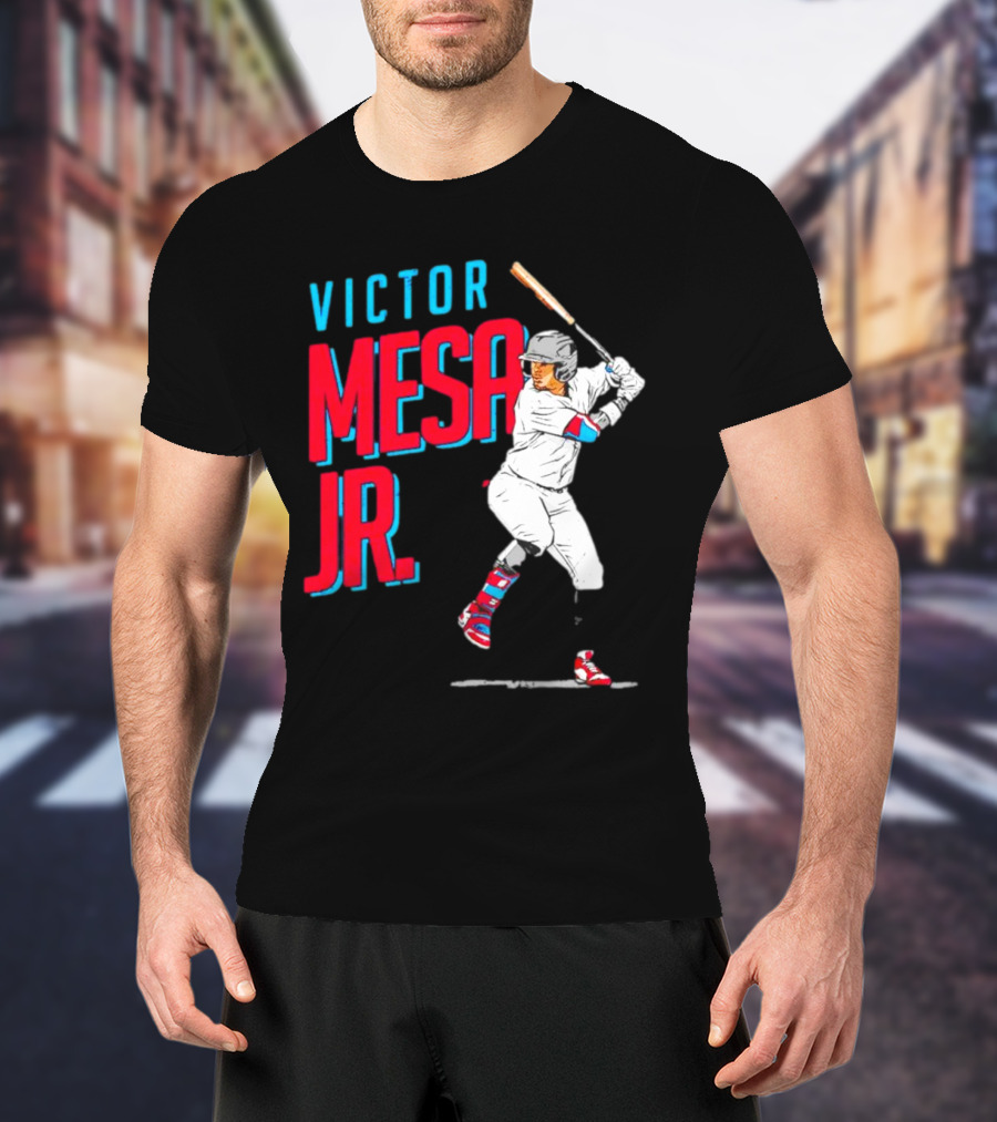 Victor Mesa Jr. Baseball Player With Bat And Colorful Socks T-Shirt