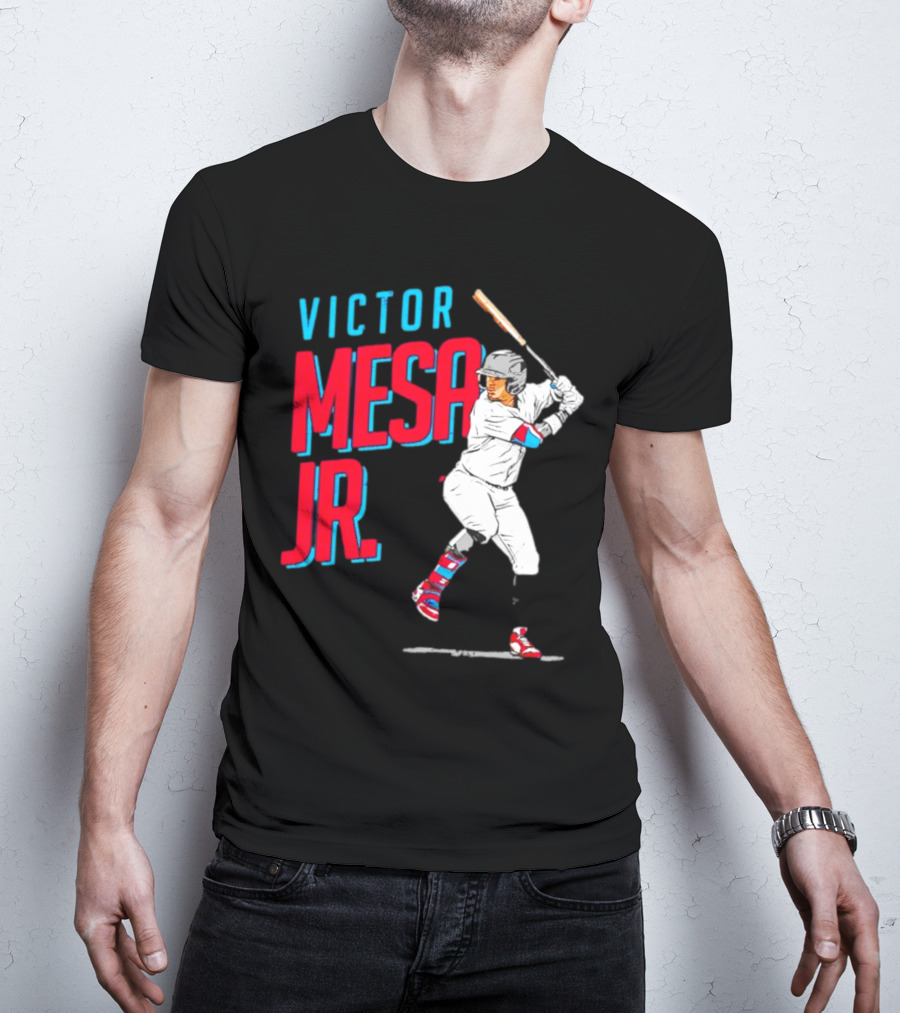 Victor Mesa Jr. Baseball Player With Bat And Colorful Socks T-Shirt