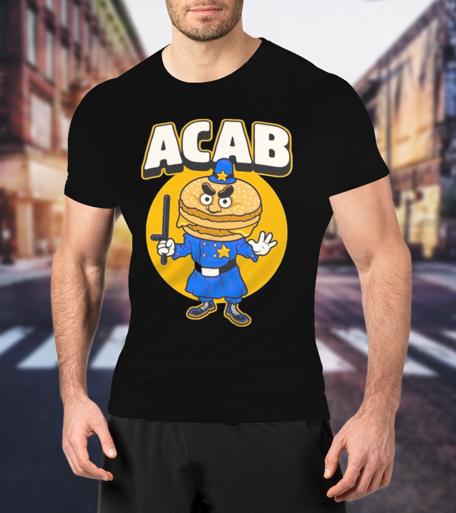 ACABurger Police Officer Burger Cartoon Character Iconic T-Shirt