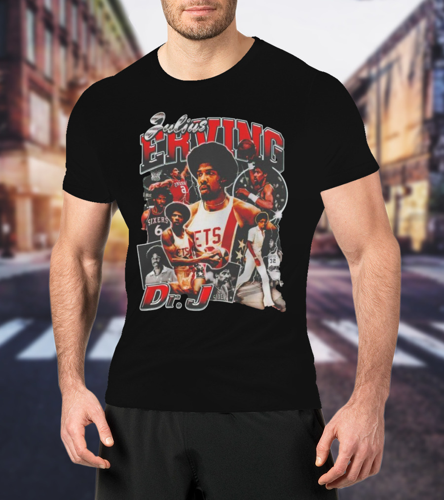 Julius Erving Dr J Sixers Nets Basketball Legend T-Shirt