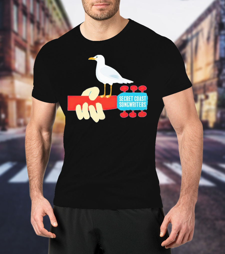 Secret Coast Songwriters Seagull On Red Guitar Neck T-Shirt