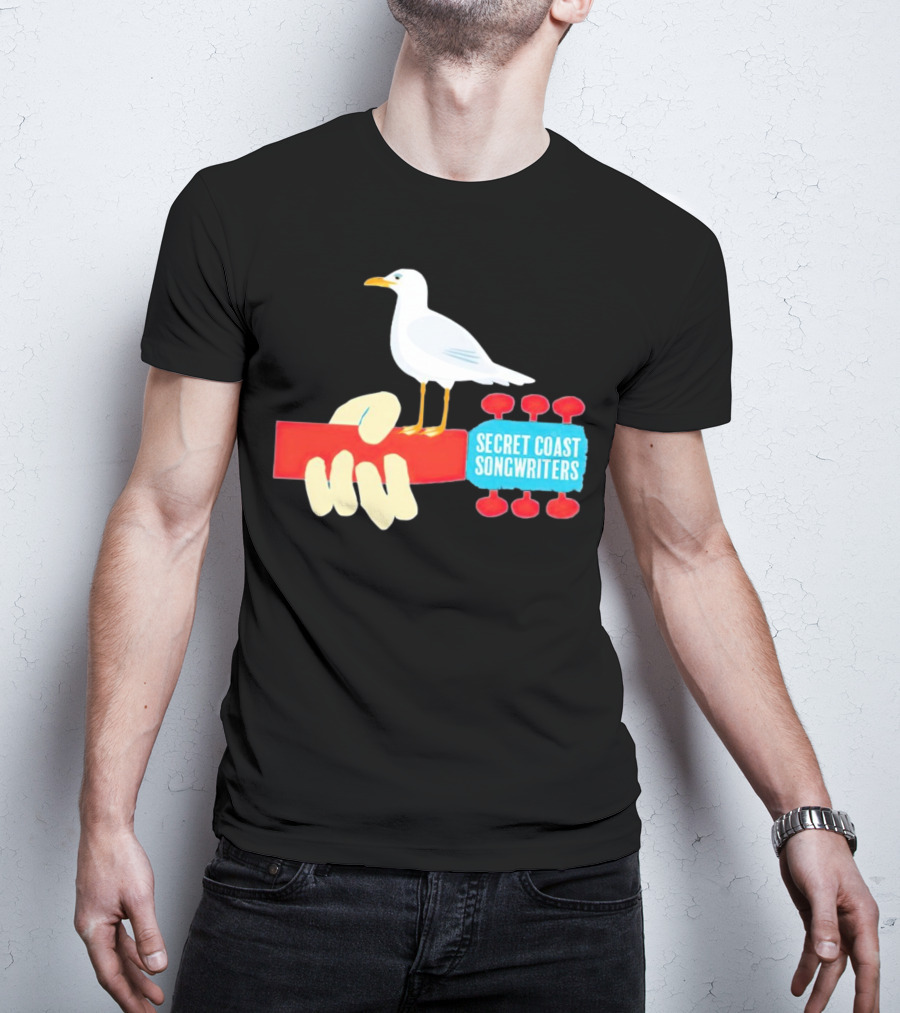 Secret Coast Songwriters Seagull On Red Guitar Neck T-Shirt