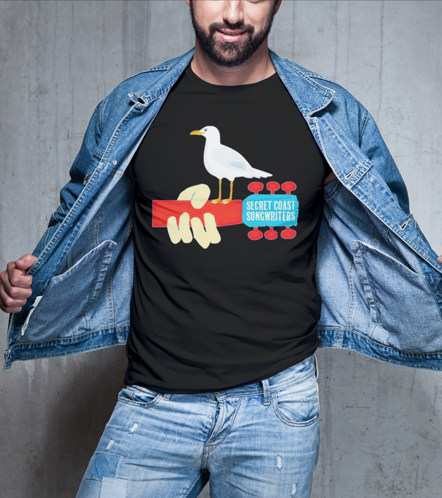 Secret Coast Songwriters Seagull On Red Guitar Neck T-Shirt