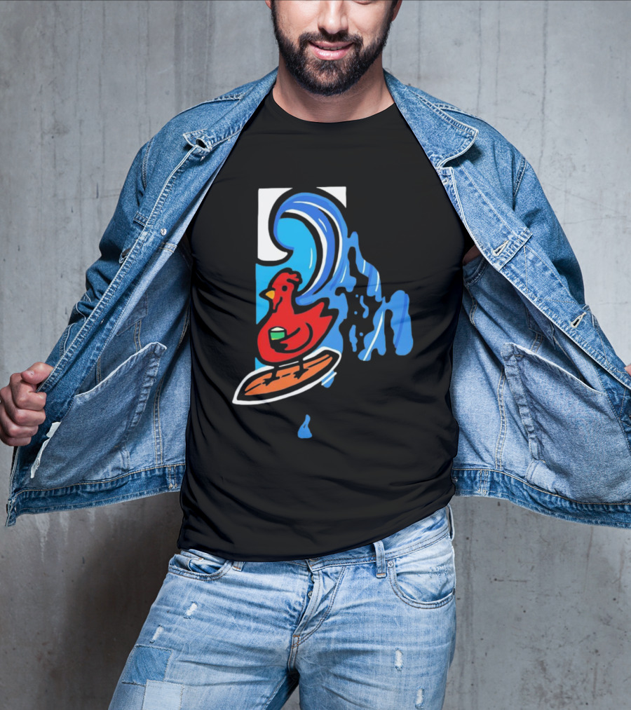 Rhode Island Surfing Chicken With Wave T-Shirt