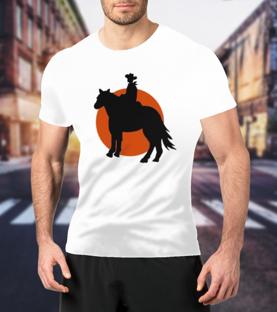 Alex Cowboy Bargain Silhouette Against Sunset T-Shirt