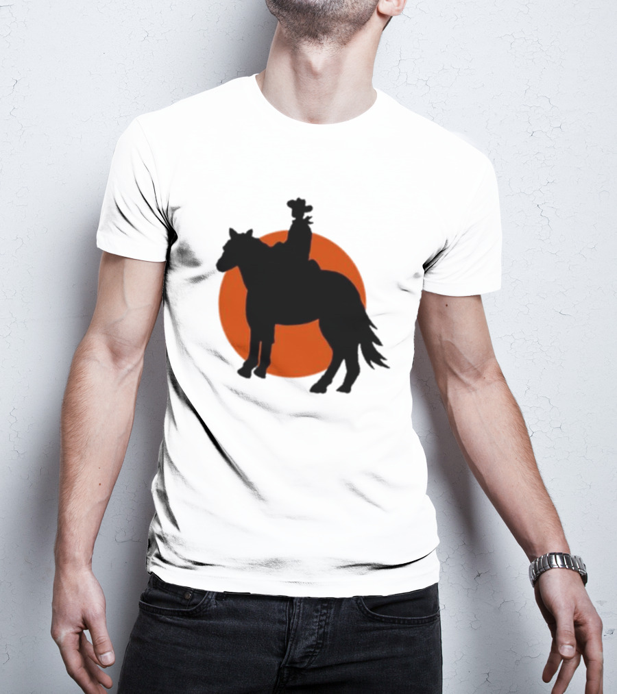 Alex Cowboy Bargain Silhouette Against Sunset T-Shirt