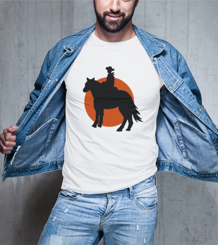 Alex Cowboy Bargain Silhouette Against Sunset T-Shirt