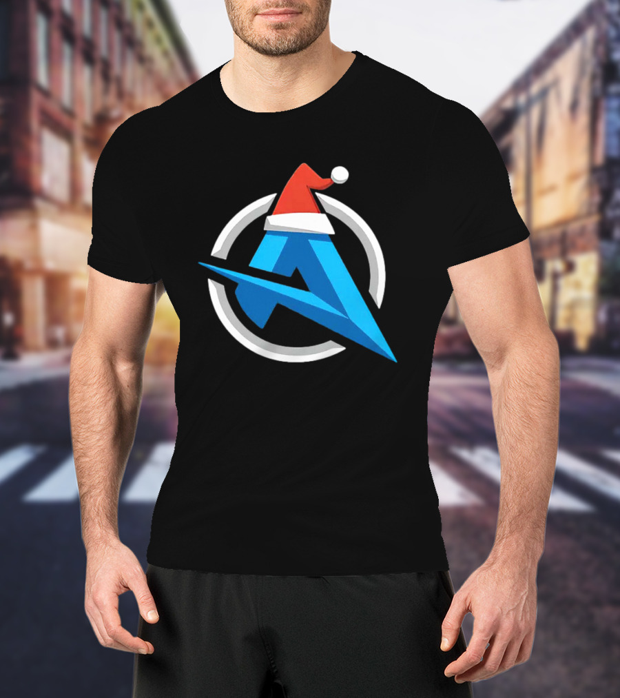Alia Christmas Holiday Logo Santa Hat Blue A Icon Holiday T-Shirt