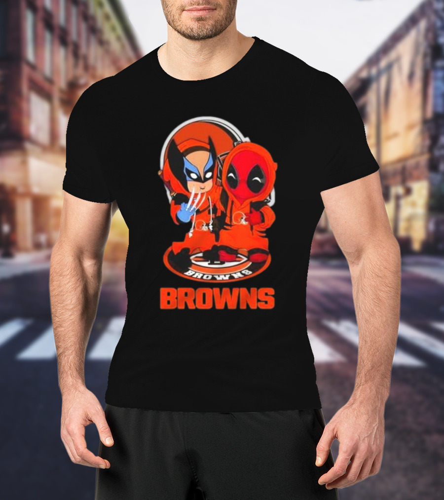 Cleveland Browns Marvel Wolverine Deadpool Browns Fans T-Shirt