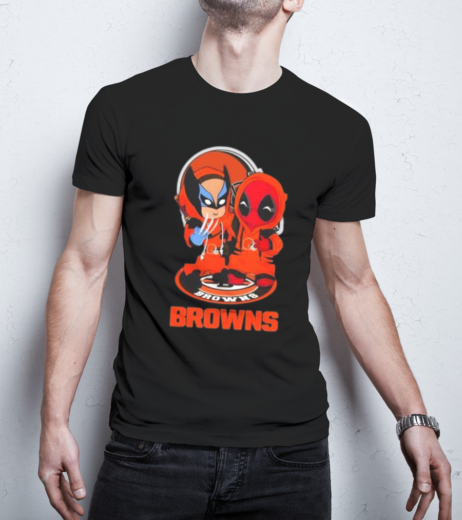 Cleveland Browns Marvel Wolverine Deadpool Browns Fans T-Shirt