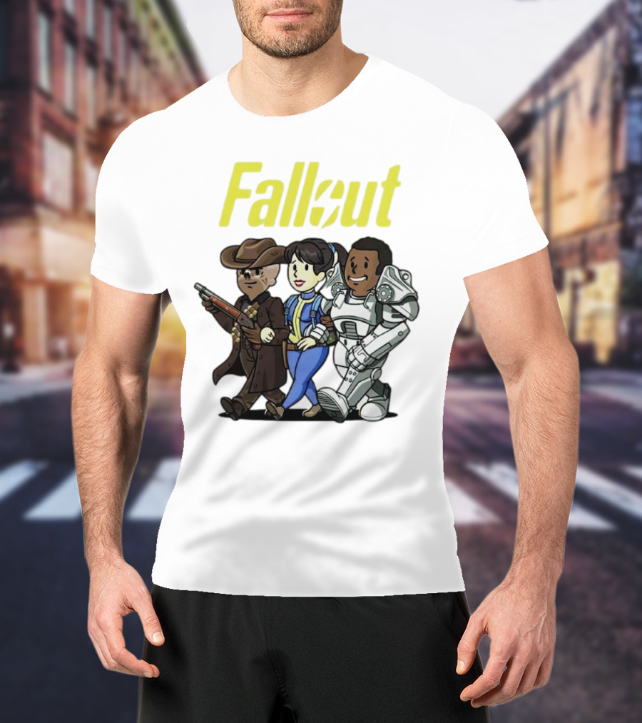 Fallout Cartoon Trio Vault Dweller Adventurers T-Shirt