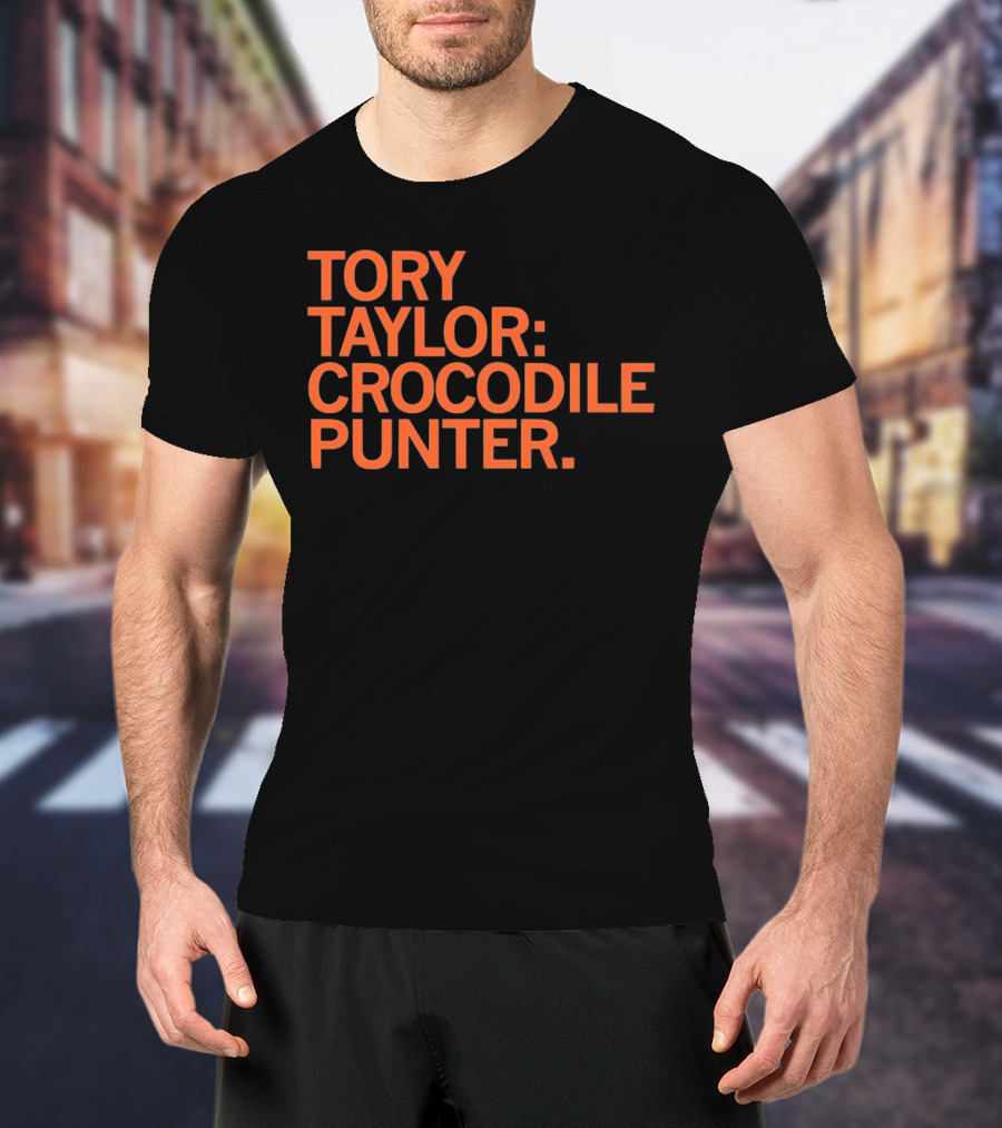 Tory Taylor Crocodile Punter Football Sports Fan Black T-Shirt