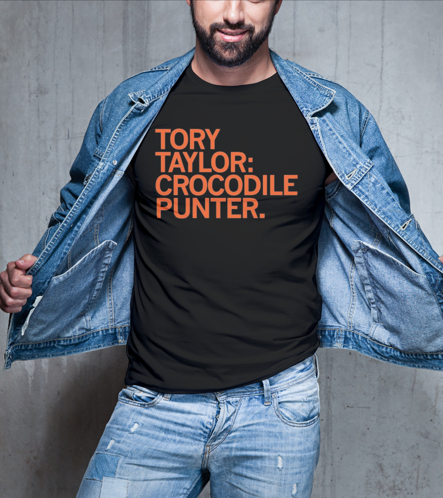 Tory Taylor Crocodile Punter Football Sports Fan Black T-Shirt