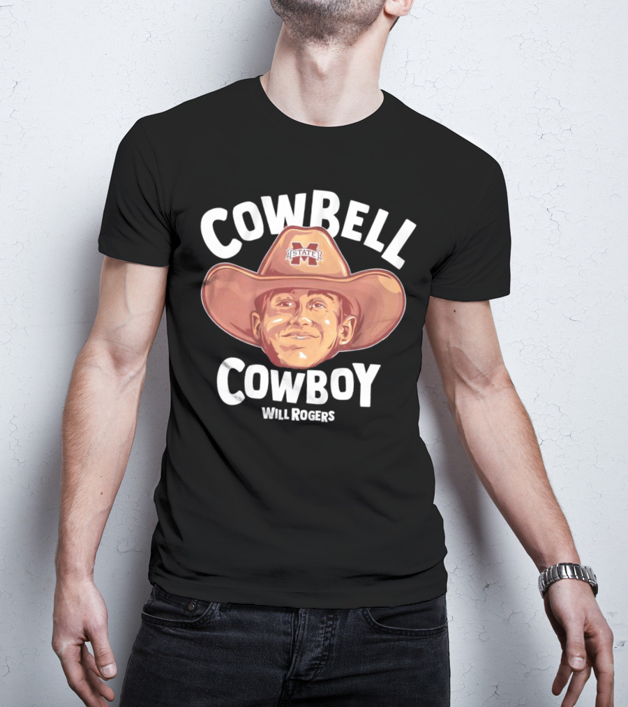 Cowbell Cowboy Will Rogers Mississippi State Bulldogs T-Shirt
