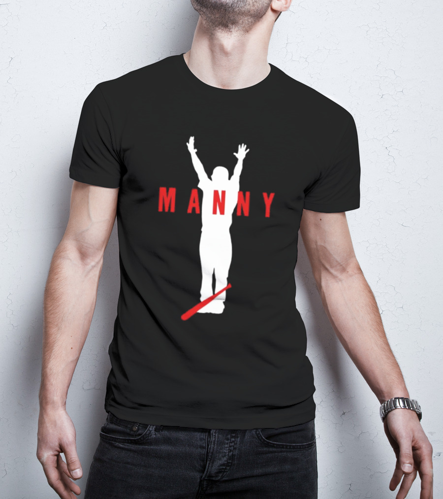 Manny Baseball Bat Silhouette With Raised Arms T-Shirt